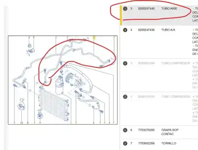 Автозапчасти б/у трубы кондиционирования воздуха за renault megane ii (bm0/1_, cm0/1_) 1.6 16v ссылки oem iam 8200680654  8200247440