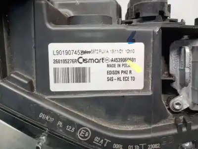 Автозапчасти б/у правая фара за smart forfour fastback (453) electric drive / eq (453.091) ссылки oem iam a4539069601  a4539066402