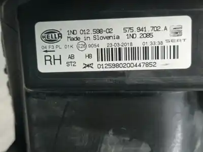 Автозапчасти б/у правая противотуманная фара за seat leon (5f1) 1.6 tdi ссылки oem iam 1nd01259802 575941702a hella 1nd01259802