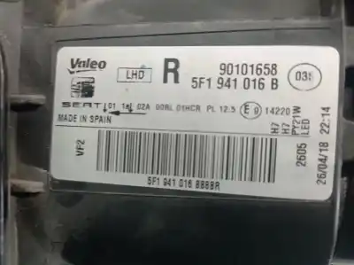 Автозапчастина б/у права фа для seat leon (5f1) 1.6 tdi посилання на oem iam 5f1941016b 90101658 valeo 5f1941016b