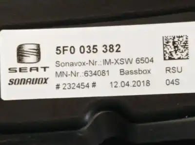 Second-hand car spare part speaker for seat leon (5f1) 1.6 tdi oem iam references 5f0035382 232454 sonavox 5f0035382