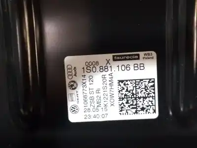 Peça sobressalente para automóvel em segunda mão assento dianteiro direito por seat mii (kf1, ke1) 1.0 referências oem iam 1s0881106bb  1s0881106bb