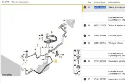 Автозапчасти б/у трубы кондиционирования воздуха за bmw 5 (g30, f90) 520 d ссылки oem iam 9303465  64539303465
