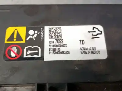 Second-hand car spare part airbag control unit for opel corsa e (x15) 1.3 cdti (08, 68) oem iam references 13597092  13597092