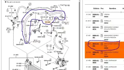 Автозапчастина б/у труби кондиціонації для mazda 2 (dl, dj) 1.5 skyactiv-g посилання на oem iam db5h61462  db5h61462