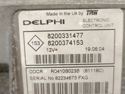 Second-hand car spare part ecu engine control for renault clio ii (bb_, cb_) 1.5 dci oem iam references 8200331477  