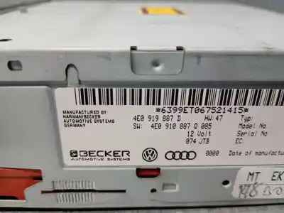Peça sobressalente para automóvel em segunda mão módulo / sistema de navegação gps por audi q7 (4lb) 3.0 tdi quattro referências oem iam 4e0919887d  4e0910888px