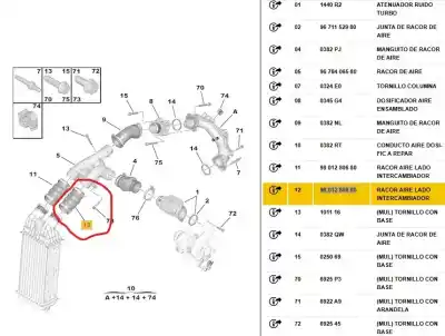 Peça sobressalente para automóvel em segunda mão tubo por citroen c-elysée (11.2012->) 1.6 exclusive [1.6 ltr. - 68 kw hdi fap] referências oem iam 9801280680  9801280680