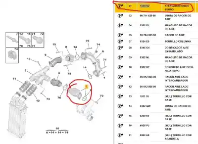 Peça sobressalente para automóvel em segunda mão tubo por citroen c-elysée (11.2012->) 1.6 exclusive [1.6 ltr. - 68 kw hdi fap] referências oem iam 1440r2  1440r2