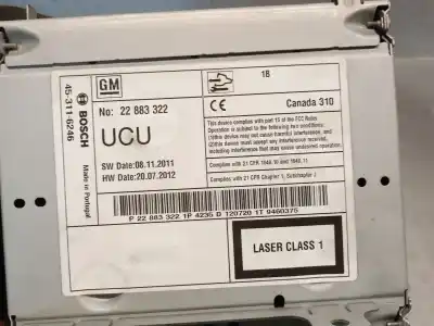 Second-hand car spare part audio system / radio cd for opel insignia a (g09) 2.0 cdti (68) oem iam references 22883322 453116246 bosch 1780827