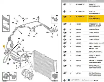 Peça sobressalente para automóvel em segunda mão tubos de ar condicionado por citroen ds3 1.2 12v e-thp referências oem iam 9678393980  9678393980