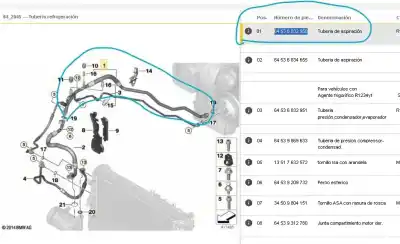 Автозапчастина б/у труби кондиціонації для mini mini countryman (f60) cooper посилання на oem iam 64536832950  64536832950