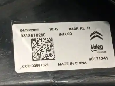Second-hand car spare part right tailgate light for citroen c-elysee (dd_) 1.2 vti 82 oem iam references 9818810280 90121241 9818810280