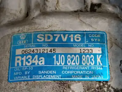Peça sobressalente para automóvel em segunda mão compressor de ar condicionado a/a a/c por seat toledo ii (1m2) 1.6 16v referências oem iam 1j0820803k 1233 sanden 1j0820803l Peça sobressalente para automóvel em segunda mão compressor de ar condicionado a/a a/c por seat toledo ii (1m2) 1.6 16v referências oem iam 1j0820803k 1233 sanden 1j0820803l
