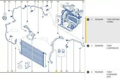 Автозапчасти б/у трубы кондиционирования воздуха за renault express furgoneta/monovolumen 1.5 blue dci 75 (f6aa) ссылки oem iam 924544047r