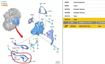 Peça sobressalente para automóvel em segunda mão tubo por ford puma 1.0 ecoboost cat referências oem iam h6bg9v472aa  h6bg9v472ab