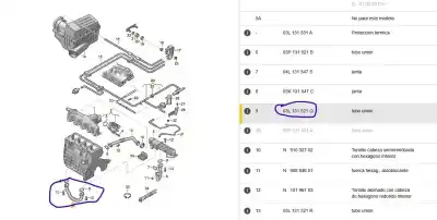 Second-hand car spare part Tube for SEAT LEON (1P1) 1.6 TDI OEM IAM references 03L131521Q  03L131521Q