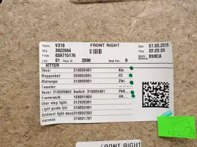 Автозапчастина б/у обработка передніх правіх дверей для volvo xc40 (536) d4 awd посилання на oem iam 31479743  31479743