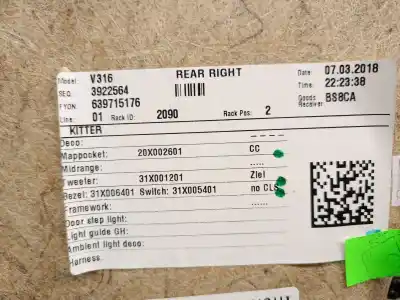 Автозапчастина б/у обликка задніх правіх дверей для volvo xc40 (536) d4 awd посилання на oem iam 31407710  31407710 Автозапчастина б/у обликка задніх правіх дверей для volvo xc40 (536) d4 awd посилання на oem iam 31407710  31407710