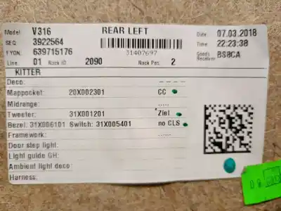 Автозапчастина б/у обкітка задніх лівіх дверей для volvo xc40 (536) d4 awd посилання на oem iam 31407709  31407709 Автозапчастина б/у обкітка задніх лівіх дверей для volvo xc40 (536) d4 awd посилання на oem iam 31407709  31407709