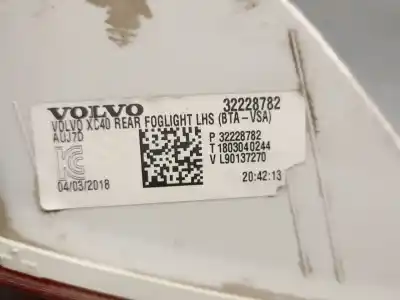 Автозапчастина б/у ліва задня протитуманна фахра для volvo xc40 (536) d4 awd посилання на oem iam 31656865  31656865 Автозапчастина б/у ліва задня протитуманна фахра для volvo xc40 (536) d4 awd посилання на oem iam 31656865  31656865