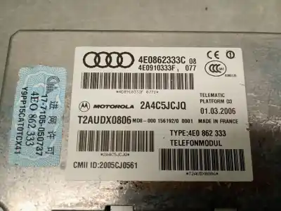 Second-hand car spare part electronic module for audi q7 (4lb) 3.0 tdi quattro oem iam references 4e0862333c  