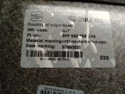 Peça sobressalente para automóvel em segunda mão chapeleira por cupra formentor (km7) 1.5 tsi referências oem iam 5ff858855  5ff858855