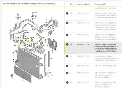 Pezzo di ricambio per auto di seconda mano tubi aria condizionata per audi a3 (8p) 2.0 tdi riferimenti oem iam 1k0820721ca  1k0820721ca