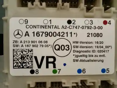 Автозапчастина б/у електронний модуль для mercedes-benz glc (x253) 200 d 4-matic (253.916) посилання на oem iam a1679004211  