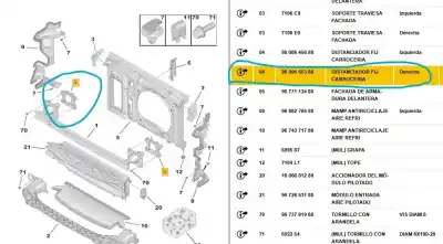 Peça sobressalente para automóvel em segunda mão suporte do para-choque dianteiro direito por citroen ds5 2.0 hdi fap cat (rh02 / dw10cted4) referências oem iam 9800655380