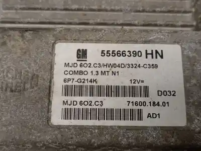 Peça sobressalente para automóvel em segunda mão centralina de motor uce por opel combo 1.3 16v cdti referências oem iam 55566390 7160018401 magneti marelli 