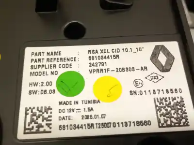 Second-hand car spare part multifunction display for renault 5 e-tech electric p01 /rbe / a1bea1a50000 oem iam references 681034415r  