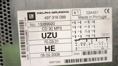 Peça sobressalente para automóvel em segunda mão sistema de áudio / rádio cd por opel corsa d (s07) 1.2 (l08 l68) referências oem iam 13289920  6780597