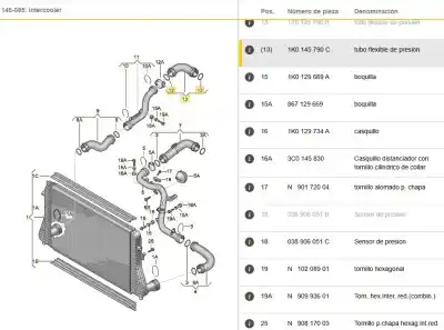 Автозапчасти б/у трубка за audi a3 (8p) 2.0 tdi ссылки oem iam 1k0145790c  1k0145790c