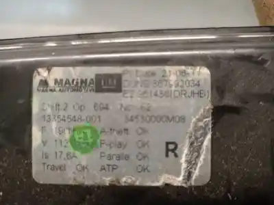 Second-hand car spare part passenger side right window regulator for opel meriva b 1.3 16v cdti oem iam references 13354548  2160532