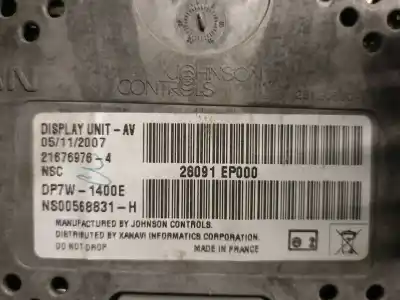 Second-hand car spare part multifunction display for nissan qashqai / qashqai +2 i (j10, nj10, jj10e) 2.0 dci oem iam references 28091ep000  28091ep000