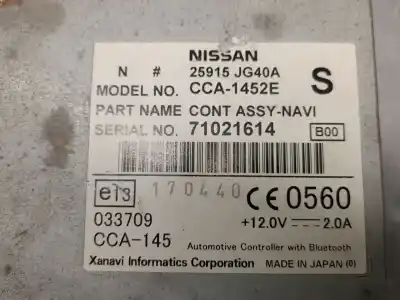 Second-hand car spare part audio system / radio cd for nissan qashqai / qashqai +2 i (j10, nj10, jj10e) 2.0 dci oem iam references 25915jg40a  25915jg40a