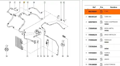 Peça sobressalente para automóvel em segunda mão tubos de ar condicionado por dacia sandero 1.5 dci referências oem iam 8200670814