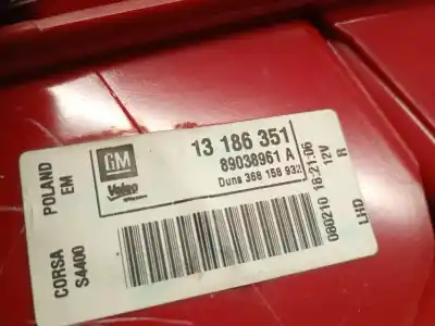 Second-hand car spare part right tailgate light for opel corsa d 1.3 16v cdti oem iam references 13186351 89038961a valeo 1222131