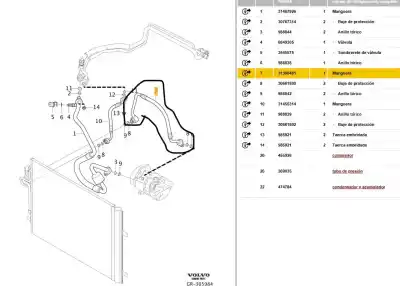 Peça sobressalente para automóvel em segunda mão tubo por volvo v40 fastback (525) d3 referências oem iam 31390481  31390481