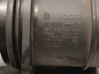 Peça sobressalente para automóvel em segunda mão medidor de massa de ar por volvo v40 fastback (525) d3 referências oem iam 31361223aa 0281006346 bosch 31459403