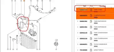 Second-hand car spare part air conditioning pipes for renault modus 1.4 16v oem iam references 8200371316  8200371316