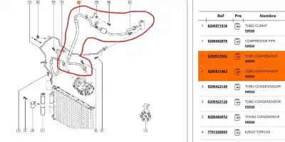 Peça sobressalente para automóvel em segunda mão tubos de ar condicionado por renault modus 1.4 16v referências oem iam 8200521902  8200521902