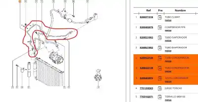 Second-hand car spare part air conditioning pipes for renault modus 1.4 16v oem iam references 8200422126  8200422126