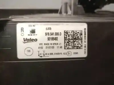 Second-hand car spare part right headlight for seat leon (kl1) 1.0 tsi oem iam references 5fb941006d 90188482 valeo 5fb941774a