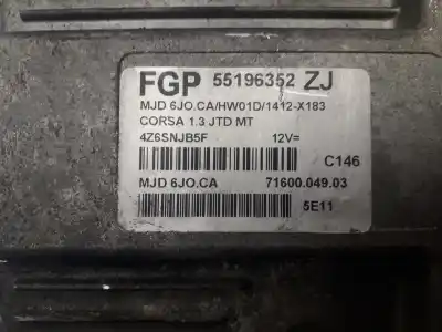 Second-hand car spare part ecu engine control for opel corsa 3 c 1.3 cdti 70ch manual oem iam references 55196352zj