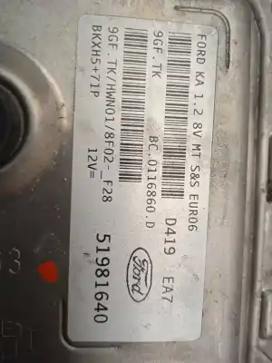 Second-hand car spare part ecu engine control for ford ka (ccu) 1.2 8v cat oem iam references a2c30470000  