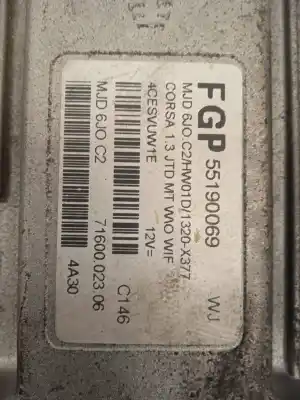 Second-hand car spare part ecu engine control for opel corsa 3 c 1.3 cdti 70ch manual oem iam references 55190069wj  