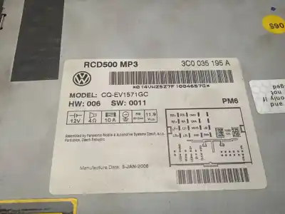 Piesă de schimb auto la mâna a doua sistem audio / cd radio casetofon pentru volkswagen passat berlina (3c2) 2.0 tdi referințe oem iam 3c0035195a  