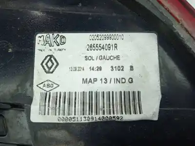 Second-hand car spare part left tailgate light for renault clio iv authentique oem iam references 265554091r  